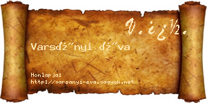 Varsányi Éva névjegykártya